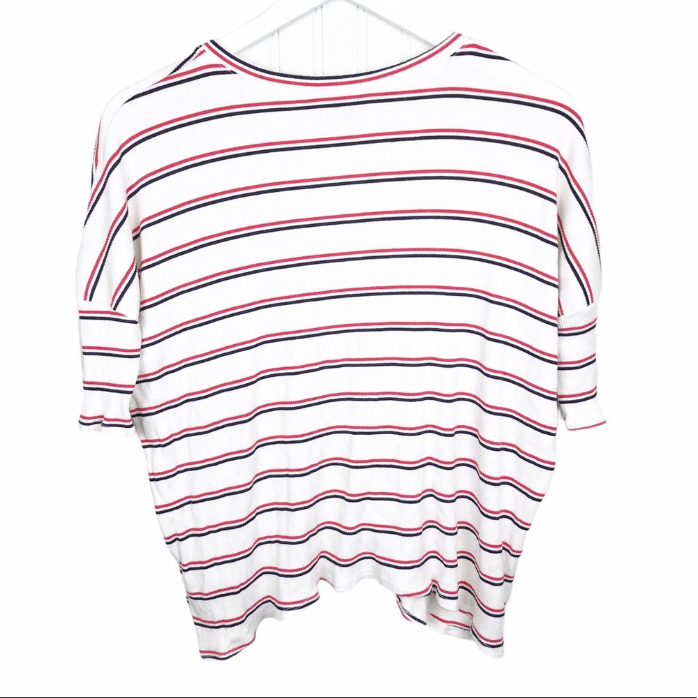 Lulus Starting Line Striped Oversized V-Neck Tee - Picture 4 of 10